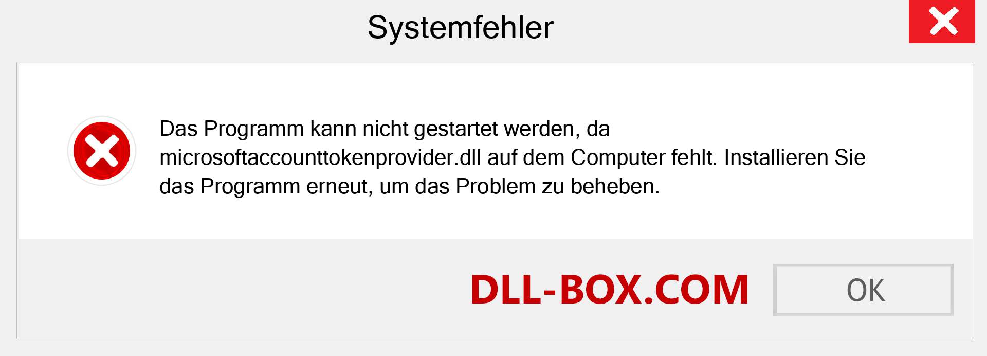 microsoftaccounttokenprovider.dll-Datei fehlt?. Download für Windows 7, 8, 10 - Fix microsoftaccounttokenprovider dll Missing Error unter Windows, Fotos, Bildern